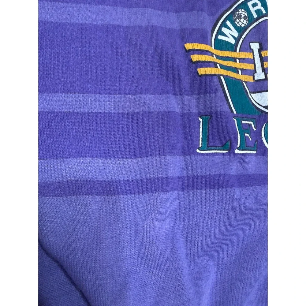 Vintage 1989 I.O.U. Worldwide Legend‎ Sweatshirt Purple Graphic Mock Neck